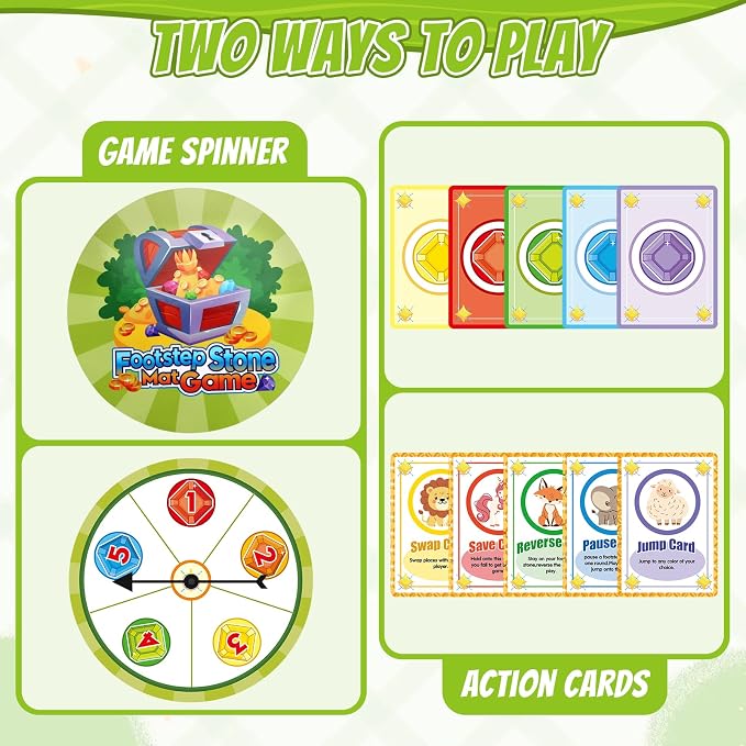HYES Light Up Stepping Stones & Balance Beams for Kids 1-3, 13PCS Non-Slip Sensory Obstacle Course with Piano Music, Game Spinner & 30 Cards, Indoor Outdoor Toddler Toys Gifts for Boys Girls Ages 3-5