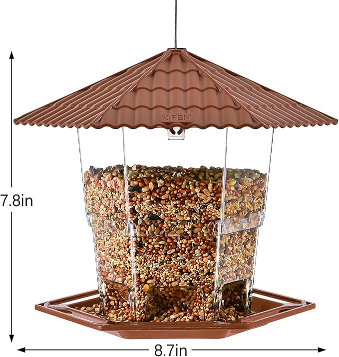 Jealoeur Bird Feeders for Outdoors Hanging Bird Feeder Wild Birds Seed, Brown 2 Pack B