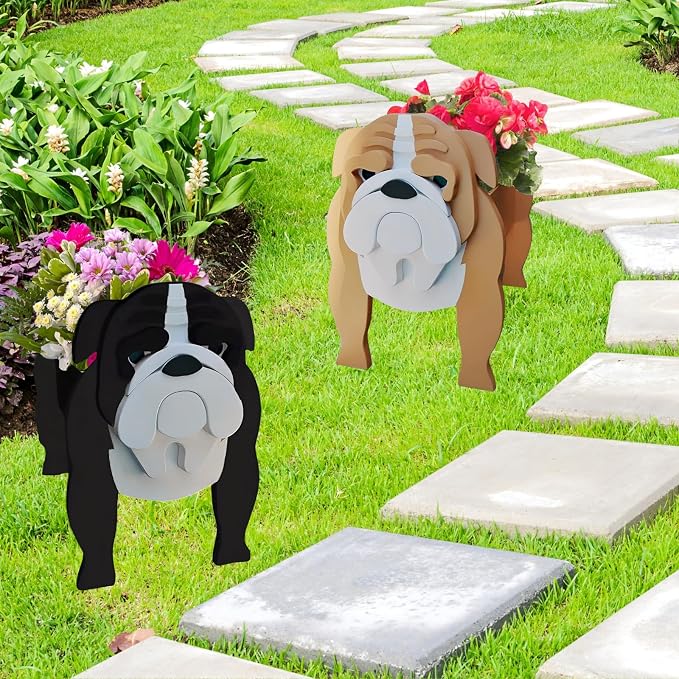 English Bulldog Dog Planter Plant Pots,Cute Dog Flower Planter,Gifts for Pet Lovers,Unique Animal Plant Pots,Office,Indoor Outdoor Garden Decor（9.45 * 7.48 * 10.63in）