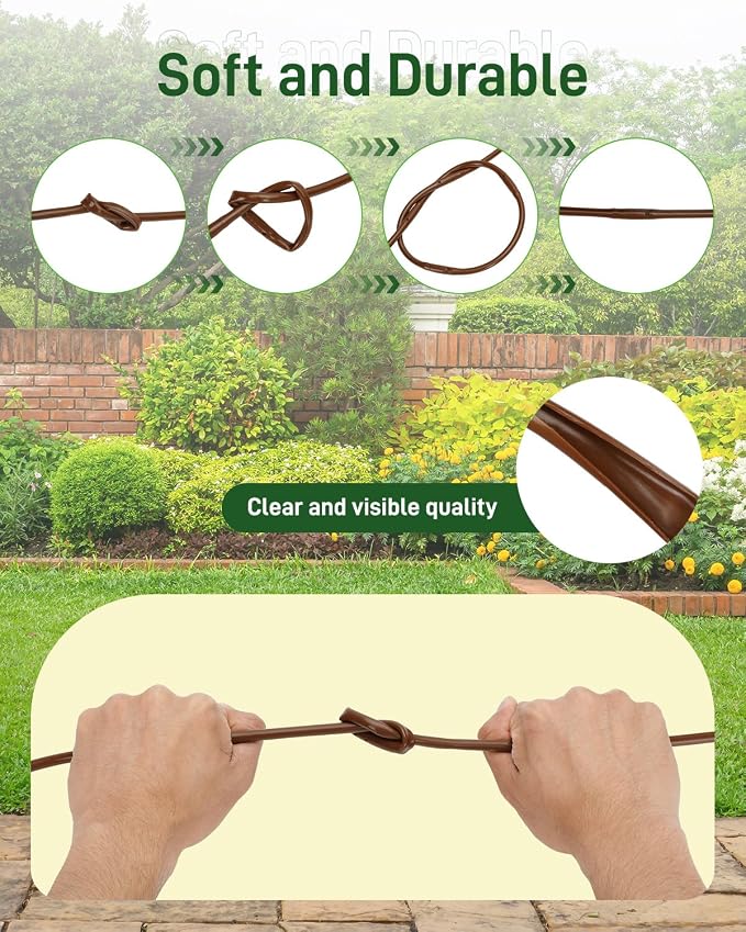 1/4" Drip Irrigation Tubing with 6" Emitter Spacing, (250 Ft Roll) Hydroponics Dripline with Built-in 0.5 GPH Dripper, Drip Line for Vegetation, Window Boxes and Garden (Brown)