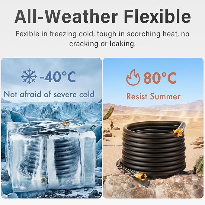 Garden Hose 5/8" x 5ft 4-Layer Heavy Duty Hose with 800 PSI Burst Pressure – Kink Resistant Flexible All-Weather Outdoor Hose for Yard Car Wash Pets Black