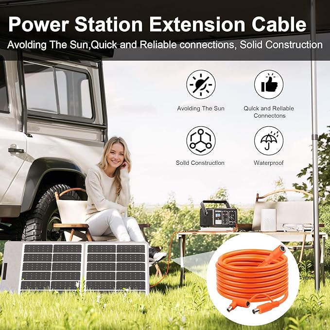 25FT 14AWG DC7909 Solar Panel Extension Cable Compatible with Jackery Solar Generator,Solar Charging Cord Female to Male with DC8020 Power Adapter Suit for Gz Yeti,Anker Jackery Portable Power Station