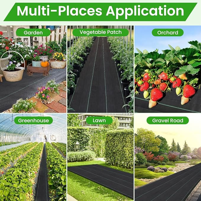 Weed Barrier Fabric, 3x300ft Landscape Fabric, 3.2oz Heavy Duty Durable Woven Geotextile Fabric, High Permeability Ground Cover Mat, Driveway Fabric, Garden Weed Control Cloth with 20 U-Securing Pegs