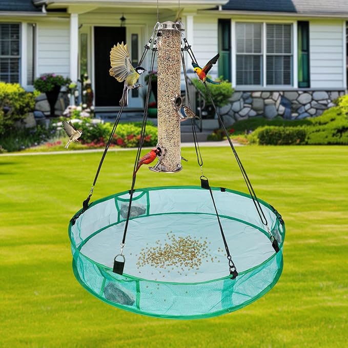 2Pcs Bird Seed Catcher for Outdoor Feeders, Bird Feeder Trays to Catch Seed, Upgraded Version Can Prevent Strong Winds. (20 inches)