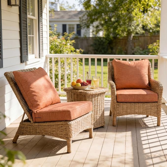 Art Leon 24 x 24 Outdoor Seat Cushion 30D High Density Foam Patio Chair Cushions with Non-Slip Backing Patio Cushions for Patio Furniture Porch Swing Garden Bench Camping Stadium Orange