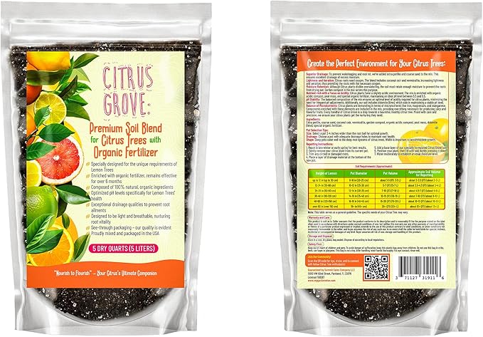GARDENWISE Premium Organic Citrus Potting Soil for Indoor/Outdoor Plants - Perfect for Oranges, Lemons, Limes & Grapefruits Trees - Hand Blended for Optimal Growth (3 QUARTS)
