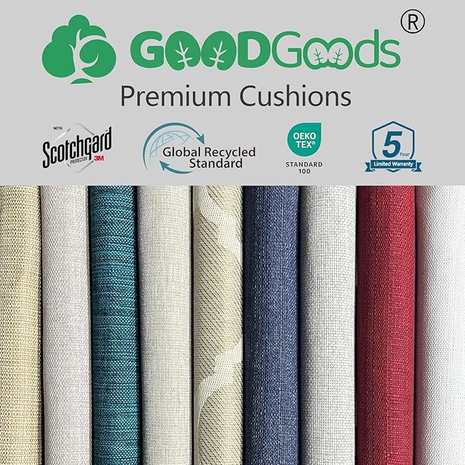 Goodgoods 24 x 28 Outdoor Patio Deep Seat Cushions 2-Pack, 1000+ Hours Fade-Resistant & Water-Resistant Outdoor Furniture Chair Cushions with 30D High-Resilience Foam for Sofa Chair, Toffee
