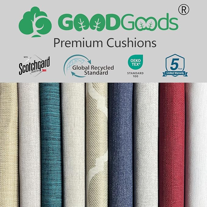 Goodgoods 24 x 28 Outdoor Patio Deep Seat Cushions 2-Pack, 1000+ Hours Fade-Resistant & Water-Resistant Outdoor Furniture Chair Cushions with 30D High-Resilience Foam for Sofa Chair, Putty