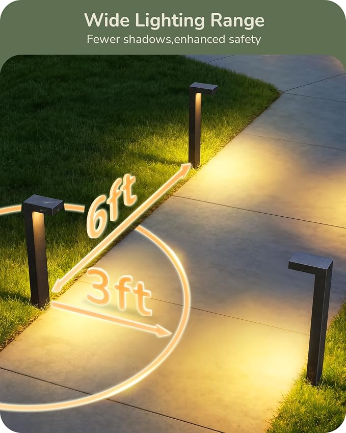 EDISHINE Low Voltage Landscape Lighting, 3.2W 3000K 50,000Hrs Electric LED Pathway Lights Wired, 12V Waterproof Outdoor Landscape Path Lights, Modern Aluminum Housing for Driveway Garden, 6Pack