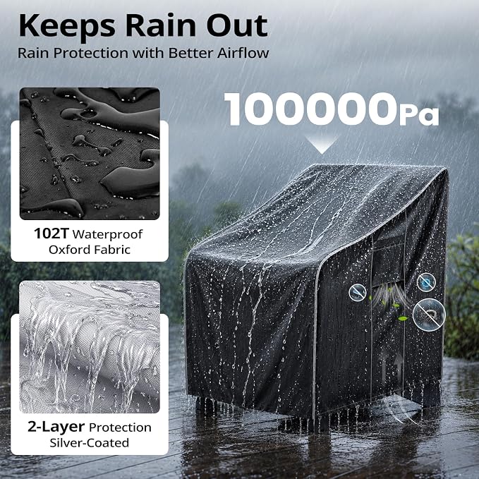 Patio Chair Covers Waterproof, Heavy Duty Outdoor Furniture Covers Fits up to 29W x 30D x 36H inches -2 Pack,Black