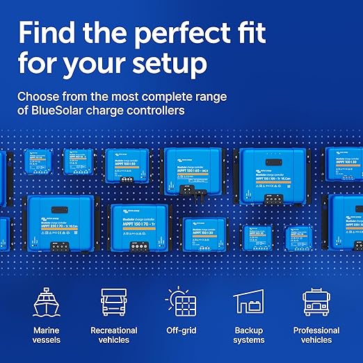 Victron Energy BlueSolar MPPT Solar Charge Controller - Charge Controllers for Solar Panels - 100V, 20 amp, 48-Volt