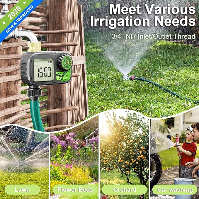 Sprinkler Timer Water Hose Timer，Digital Irrigation Outdoor Waterproof | Outdoor Waterproof,Automatic Watering, Manual Override, Yard & Lawn Use with Rain Delay