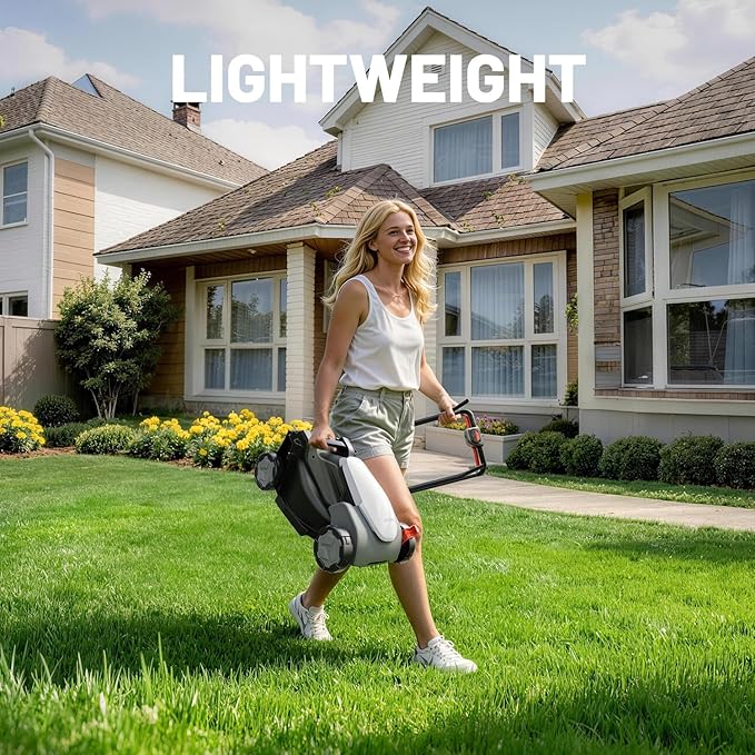Litheli 14 Inch Cordless Lawn Mower, Brushless Battery Powered Push Mower with 5.0Ah Battery, 5-Position Height, 8-Gallon Bag, Lightweight Grass Cutter for Small to Mid-Sized Yards