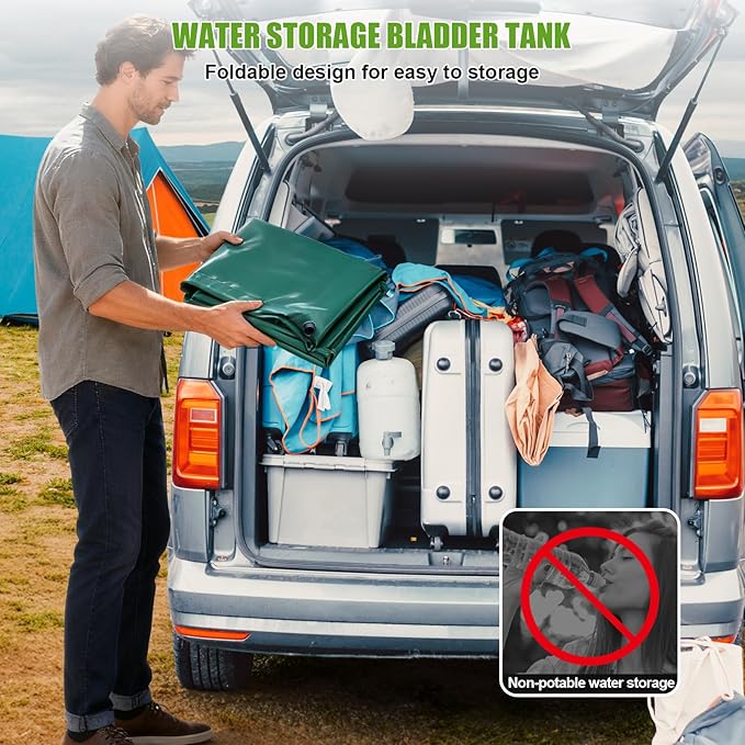113L/29.8Gallon Water Storage Bladder, Foldable Portable Water Bladder Tank, Large Capacity Water Bag Container for Camping, Truck, RV, Emergency, Outdoor