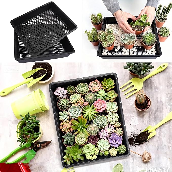 16 Pack Seed Starter Trays 15 x 12 inches Microgreens Growing Trays with Mesh Bottom for Germination, Hydroponic & Sprouting Plant Trays for Garden, Wheatgrass