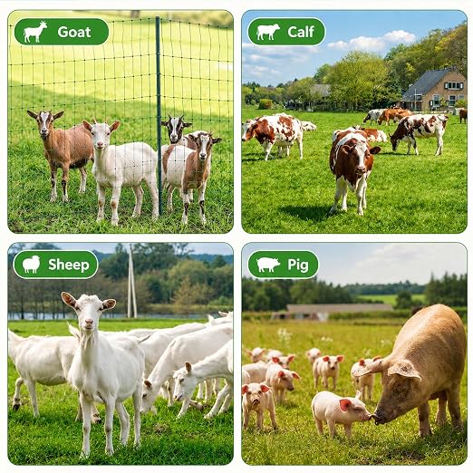 Electric Fence Netting, 49.6" H x 164'L, Electric Poultry Fence, Net Fencing Kit, Movable Livestock Nets for Yard,Backyards,Farms,Ranches, Energizer Not Included