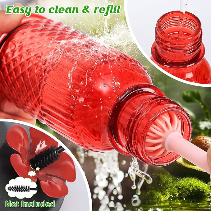 FEED GARDEN Glass Hummingbird Feeder 2 Pack, 16oz Leak-Proof with Ant Moat & Bee Guards, Easy Clean Wide Mouth, Metal Perches, Red Outdoor Hanging