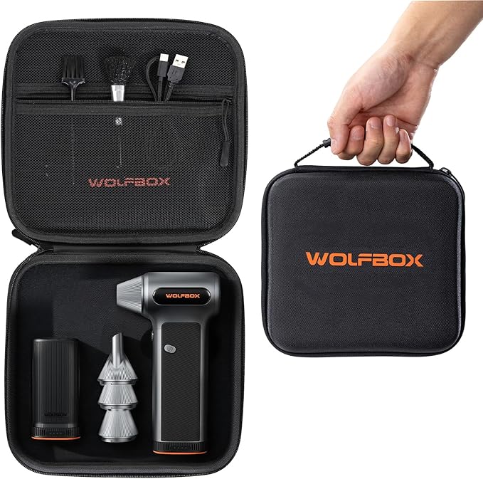 WOLFBOX Hard Carrying Case for MF200 Electric Air Duster [CASE ONLY, Device Not Included], Shockproof Travel Storage Bag for Compressed Air Blower & Accessories, Splash-Proof