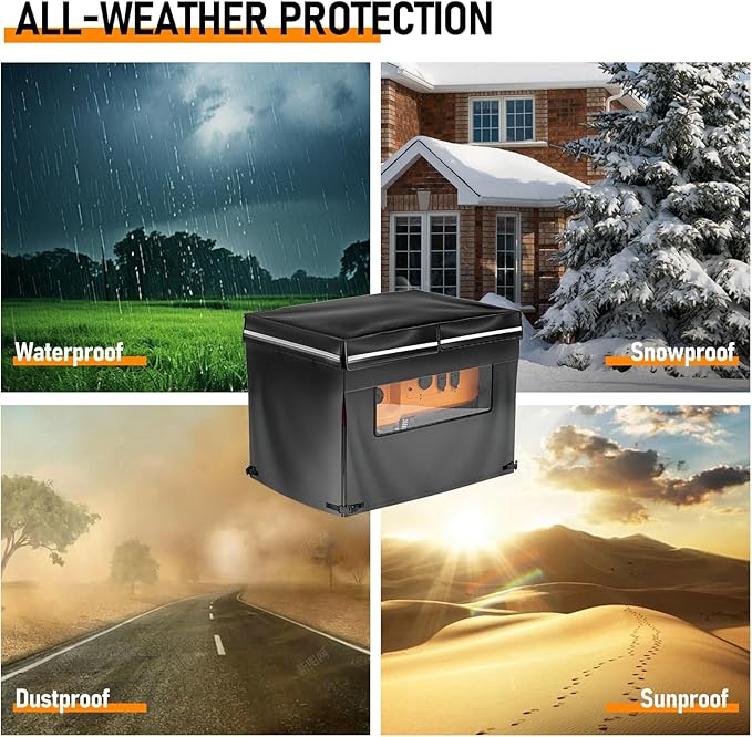 Generator Cover While Running, 38"L x 28"W x 27"H Heavy Duty Outdoor Waterproof Generator Covers, Compatible with 10000+ Watt Generators, Tear Resistant, All-Weather Protection, Black