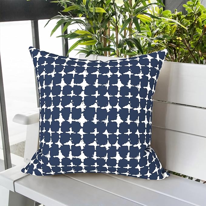 LVTXIII Outdoor Pillow Covers 20x20 Inch, 2 Pack Large Square Throw Pillow Cases, Fade-Resistant Cushion Covers for Patio Furniture Sofa, Garden Porch, Tie-Dye Navy