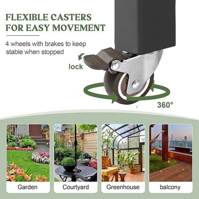 OIPRTGFJ Wood Rectangular Garden Planter Box with Wheel Raised Garden Bed Outdoor,Planters for Outdoor Plants 37 * 13 * 15 Elevated Planter Box for Herbs Vegetables Flowers Outdoor Patio Deck Balcony