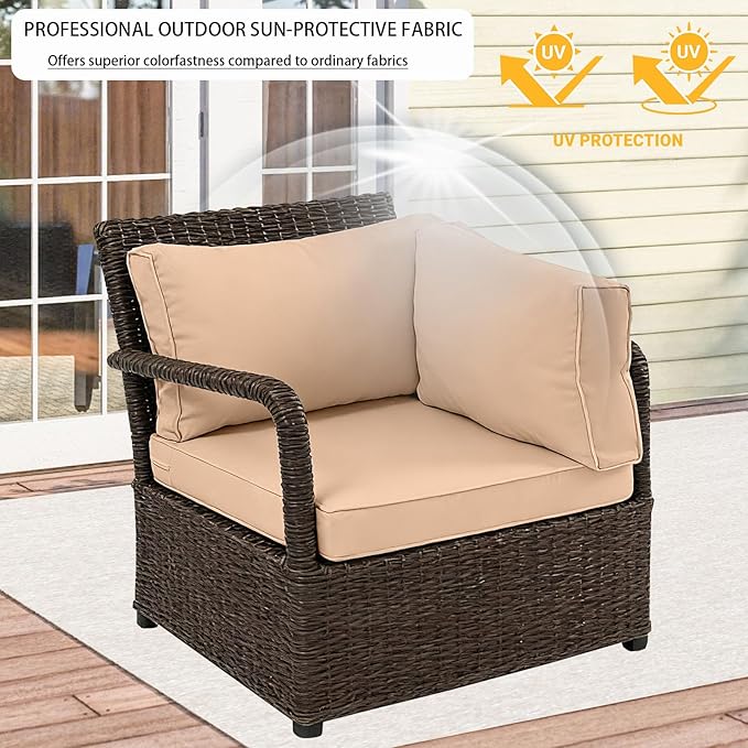 Outdoor Cushion Covers for Patio Furniture, Patio Cushion Covers Replacement with Zipper, Waterproof & Fade Resistant,Only Cover (Khaki, 25.6Lx25.6Wx4H - Only Covers)