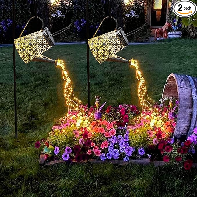 VOOKRY Solar Watering Can Lights, 2 Pack Retro Large Hanging Solar Lights Outdoor Decorative Waterproof Garden Decor for Outside Patio Yard Porch Lawn, Gifts for Mom Women Grandma Mother's Day