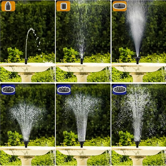 Solar Fountain for Bird Bath, 2026 Upgraded 2.5W Solar Bird Bath Fountain Pump with 6 Nozzles, Floating & Standing Solar Water Pump for Bird Baths, Garden, Pond, Pool, Outdoor