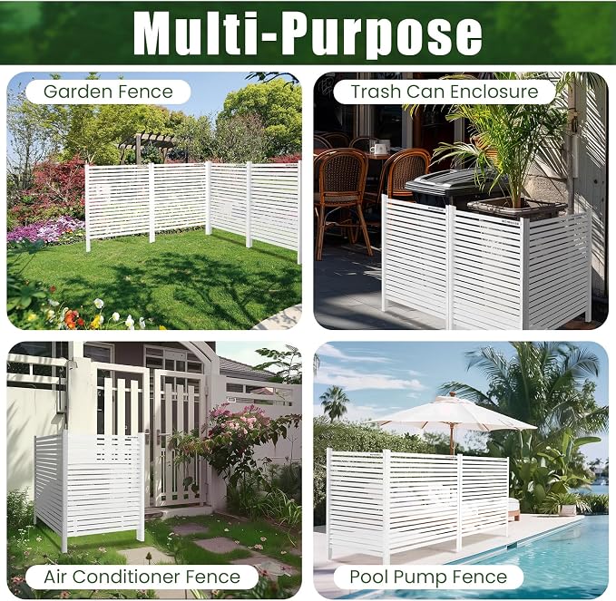 Air Conditioner Fence 3 Panels, 36" W x 45" H Outdoor Trash Can Fence, Easy Assembly Decorative Privacy Screen for AC Units & Pool Equipment