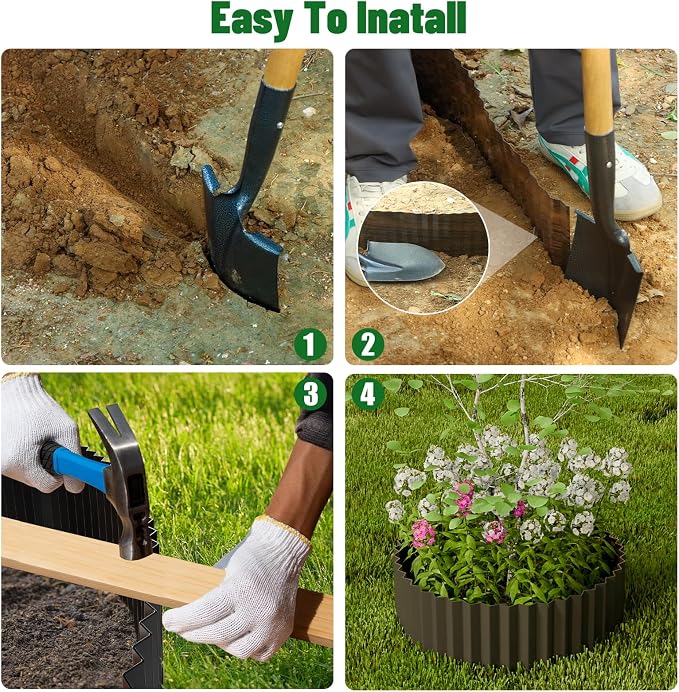 SnugNiture Corrugated Metal Garden Edging,6" x 80' Sturdy Lawn Edging Brooder,Landscape Edging Border for Lawn, Flower Bed,Garden and Yard
