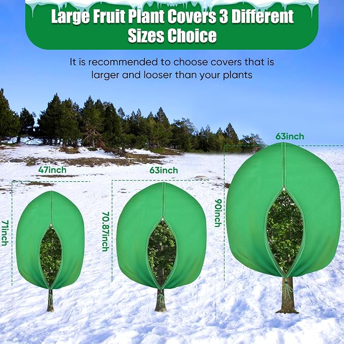 LCHUANG 2Pack Winter Plant Covers Freeze Protection - 90" x 63" Extra Large Frost Blankets for Plants Tree Shrubs Cloth Anti-Freeze Protector Drawstring Bags Jacket for Outdoor Plants (3.2 oz/yd²)