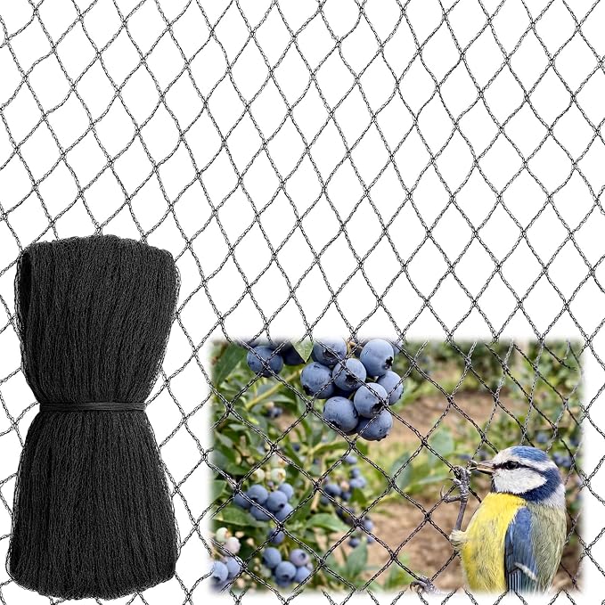 50 x 60 ft Heavy Duty Polyethylene Aviary Anti Bird Netting for Garden Fence Blueberries Fruit Tree Plant with 0.79" Mesh UV-Protected for Chicken Coop Poultry Roof Against Gamefowl Hawk Deer