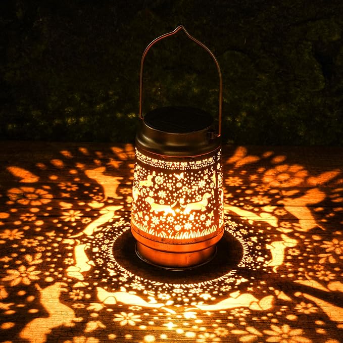 Solar Lanterns Outdoor Waterproof, Dachshund Wiener Dog Floral Butterfly Design Hanging Solar Lights Garden Decor for Patio Porch Yard Lawn, Dachshund Gifts for Women Men