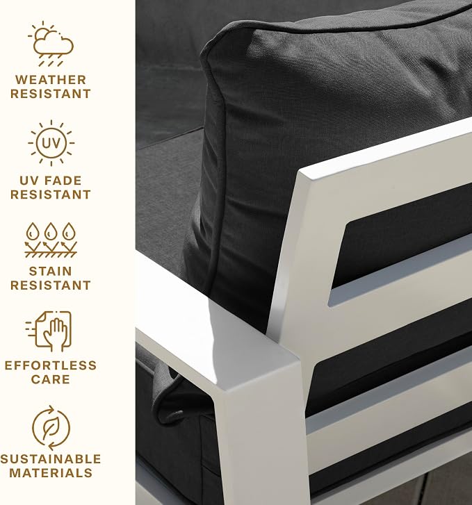 Honeycomb Outdoor Heritage Deep Seat, 24 x 23, Textured Solid Charcoal Grey Chair Cushion with Removable Cover, for Patio Furniture