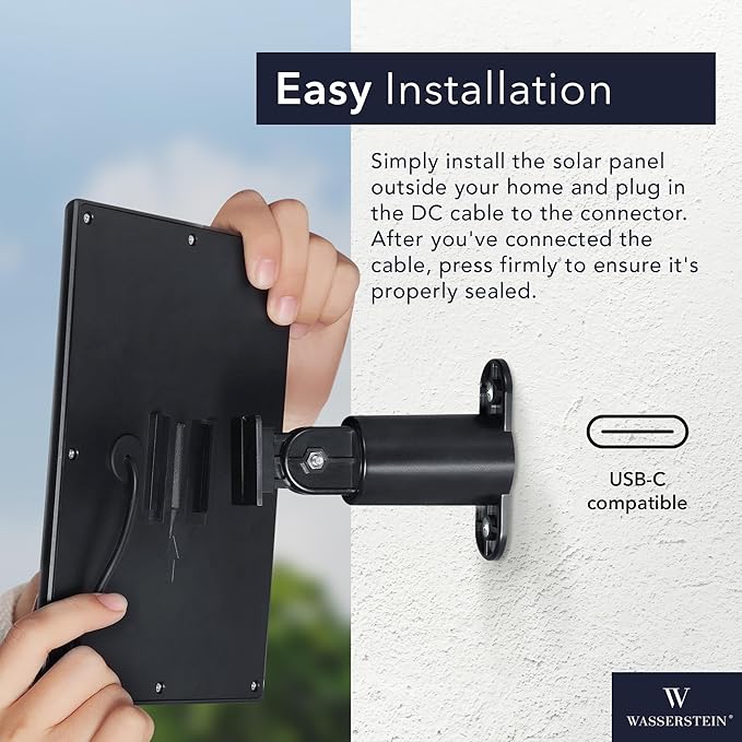 Wasserstein Solar Panel Compatible with Ring Spotlight Cam/Plus/Pro Battery, Stick Up Cam/Pro & Outdoor Cam Plus Battery - Continuous Power for Ring Surveillance Camera (3-Pack, Black)