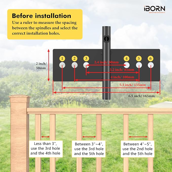 iBorn Fence Deck Hook 28 Inch Railing 180 Degree Rotary 1 Pack + Red Hummingbird Feeder with 14 Bee Guard Ports,13 OZ,2-Pack
