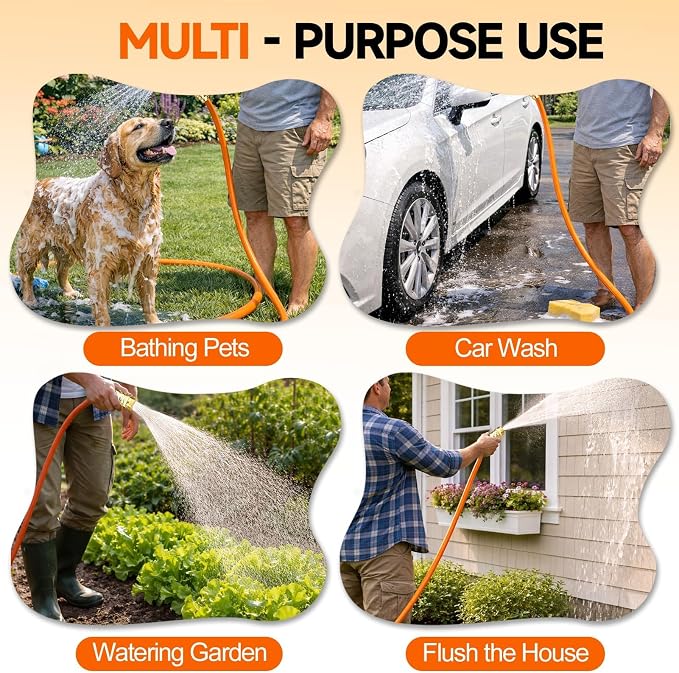 SPECILITE 3/4'' Heavy Duty Rubber Garden Hose 10FT, 1300psi Burst, 450psi Working, Hot/Cold Water Hose, -50℉ -170℉, 5 Layered Pipe, UV Resistant, 3/4" Brass Fittings for Outdoor, Agriculture