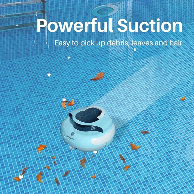 Cordless Powerful Pool Vacuum (Dual Motors) 5000mAh Battery, 120 Minutes Runtime for Flat Pools Up to 1000 Sq.Ft (Blue)