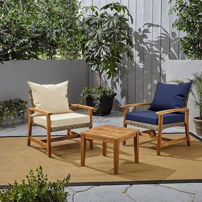 Patio Chair Cushions with Two Replaceable Cover Sets 24x24 Inch , Waterproof Fade Resistant Outdoor Cushions for Patio Furniture, Edge Binding Design with Handle, Adjustable Straps & Hidden Zipper
