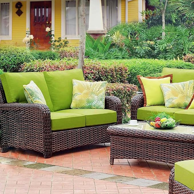 Sqodok Patio Cushion Covers 24x22 Waterproof Outdoor Cushion Covers Replacement 2Pack Patio Cushion Seat Slicovers for Sectional Sofa, Wicker Chair, Green