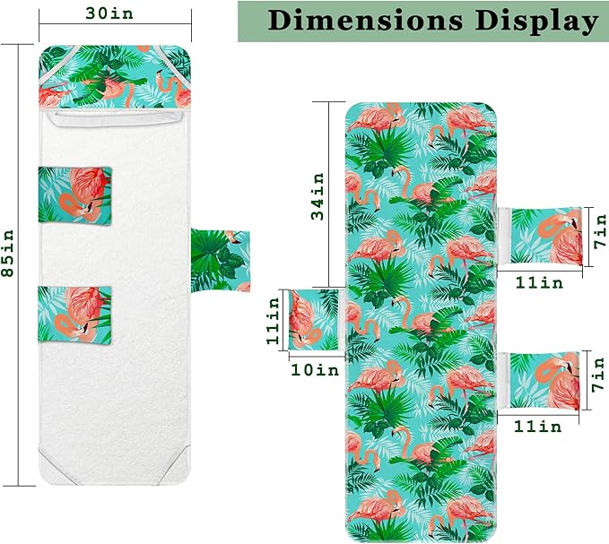Beach Chair Cover (1Pc), Lounge Chair Covers with Side Pockets 85 x 30，Thick and Quick Dry Lounge Chair Towel Cover for Sun Lounger, Pool Beach Garden Outdoor Tanning Chair Cover,Flamingo Theme