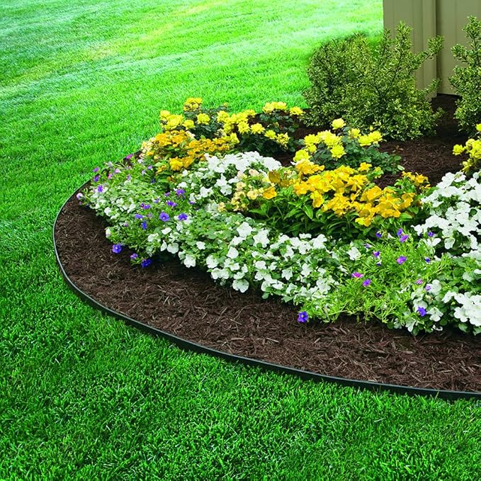 EasyFlex Heavy-Duty No-Dig Landscape Edging with Anchoring Spikes, 1.7 in. Tall Straight Top Commercial Grade Plastic Garden Border, Pack of (6) 40 ft. Coils, Black (3100-40C-6) 240 Foot