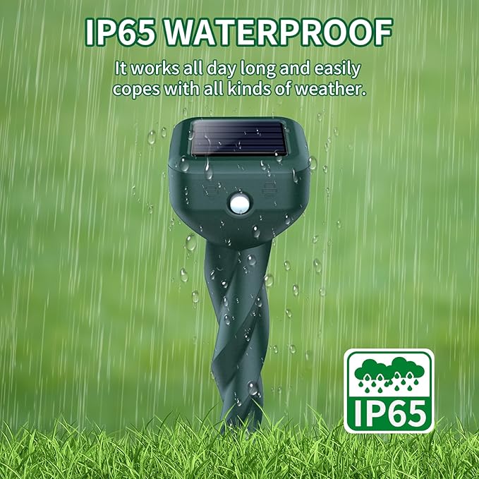 Mole Repellent Solar Powered, 8 Pack Snake & Skunk Repellent for Yard, IP 65 Waterproof Ultrasonic Deterrent Stakes, Get Rid for Rabbit, Gopher, Vole, Chipmunk, Deer, Groundhog for Lawns Garden