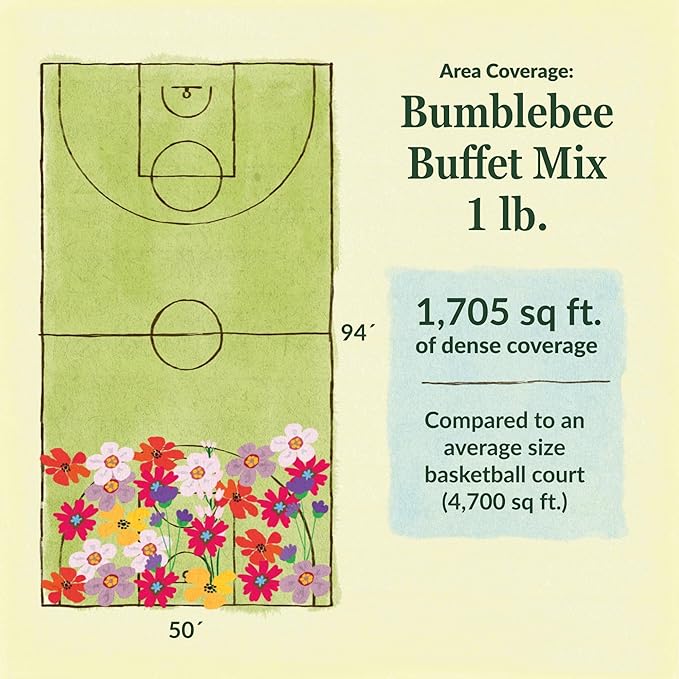 Ferry-Morse Flower Seeds - Bumblebee Buffet Wildflower Mix, Non-GMO, Full Sun, Outdoor - 1 lb