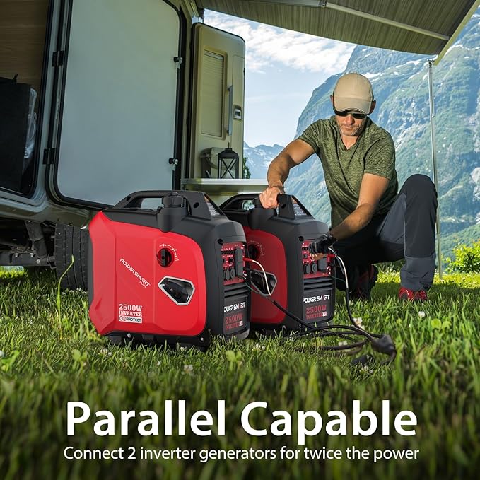 2500-Watt Gas Powered Portable Inverter Generator, CO Sensor, Super Quiet for Camping, Home Emergency Use, EPA Compliant 2026 Version