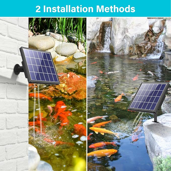 NFESOLAR Solar Pond Aerator, 2 Modes Battery Powered Solar Aerator for Ponds Outdoor, Solar Aquarium Air Pump Pool Aerator for Small Fish Pond Stock Tank Hydroponics Wildlife