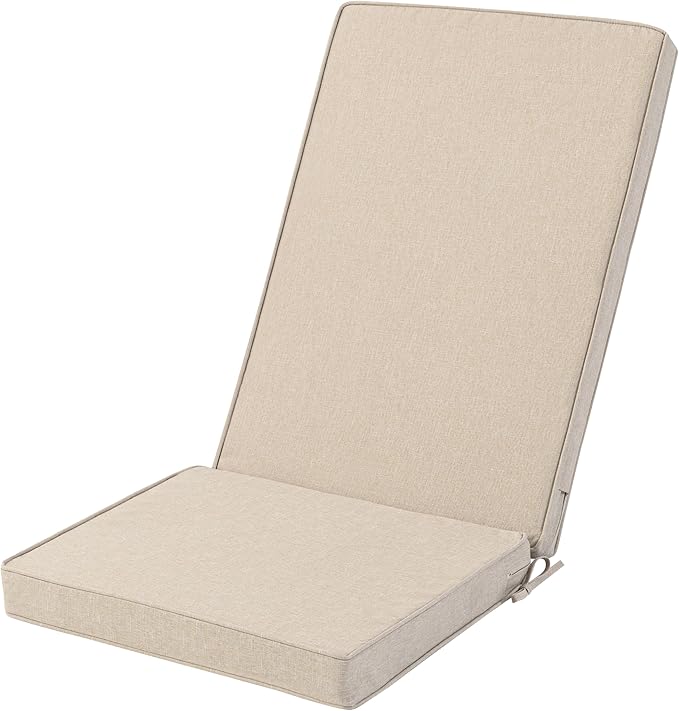 Adirondack Chair Cushion - Removable Cover, Water-Repellent & Fade-Resistant Faux Linen, Securing Straps, Non-Slip Bottom, Fit for Most Outdoor Adirondack & Rocking Chairs - Beige