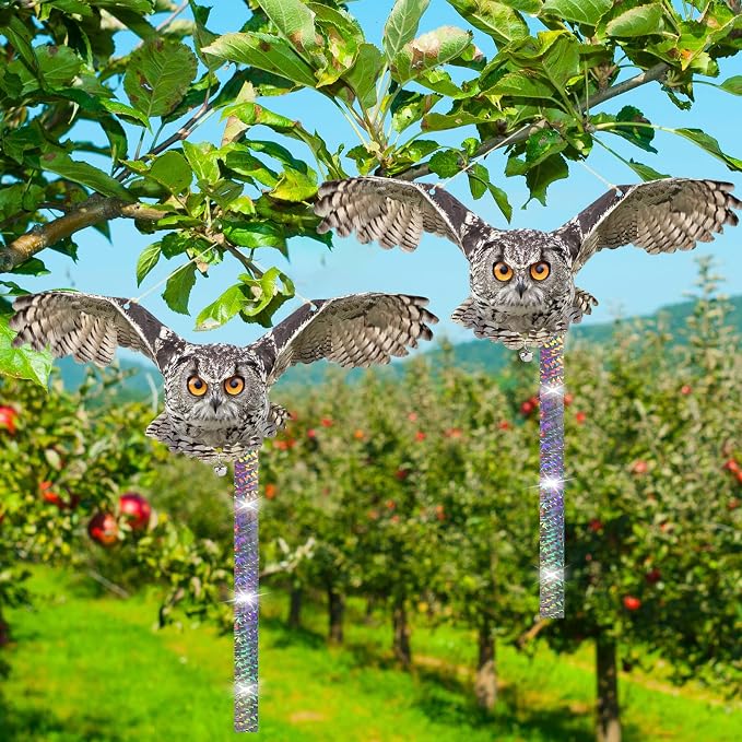 5PCS Plastic Owl to Scare Pigeon, Dual-Side Printed Fake Owl Control Device for Garden Patio Windows Farm