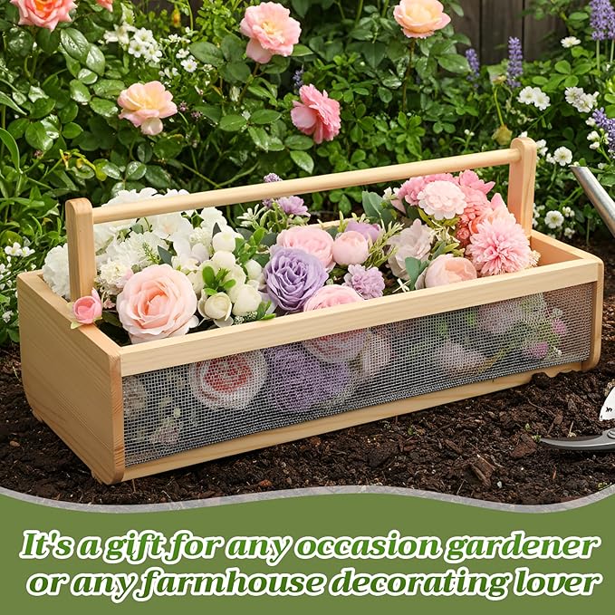 Cinnvoice Garden Hod Basket for Gathering Vegetables 19.6 x 9.4 x 6 in Harvest Gathering Basket for Farmhouse Decor with Adjustable Handle Large Size Suitable for Spring Picnic and Outdoor Picking