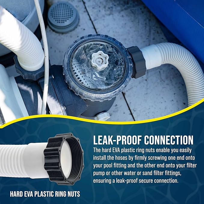 U.S. Pool Supply Above Ground Pool Hose Replacement 1.5" Diameter x 40" Long, Pack of 2 - Compatible with Intex Pool Filter Pump Hoses, Sand Filters, Saltwater Systems with 1,500 to 2,500 GPH